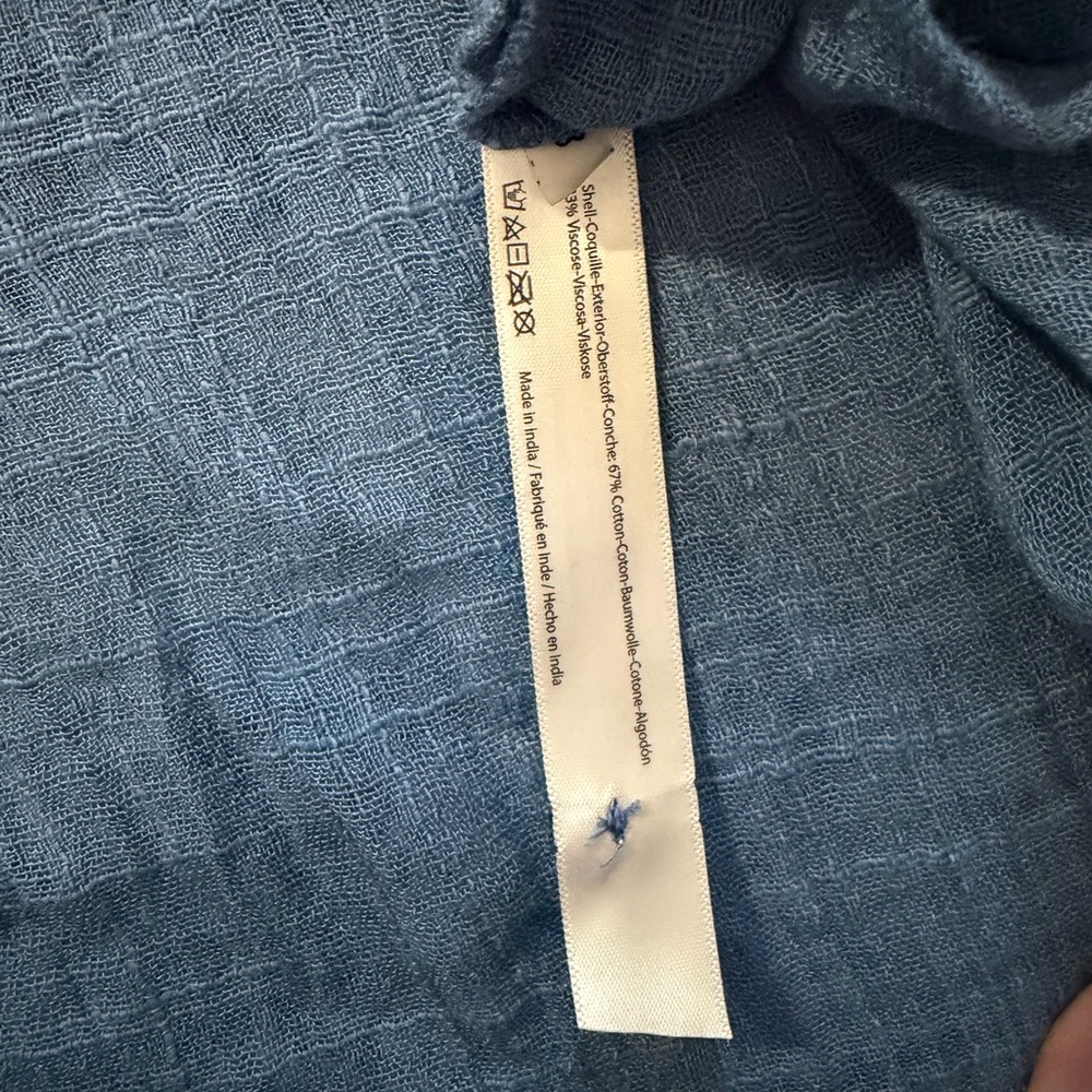 Free People Blue Button-Front Crochet Long-Sleeve Top - Picture 5 of 7